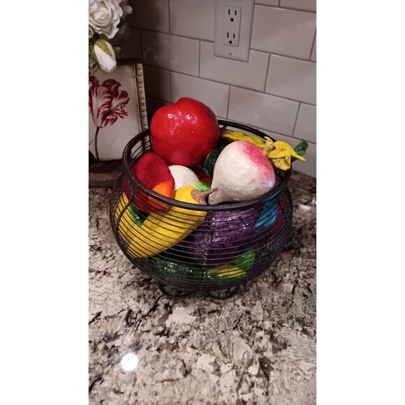 Fruit Bowl Centerpiece WITH 16 Decorative Fruit - Picture 3 of 11